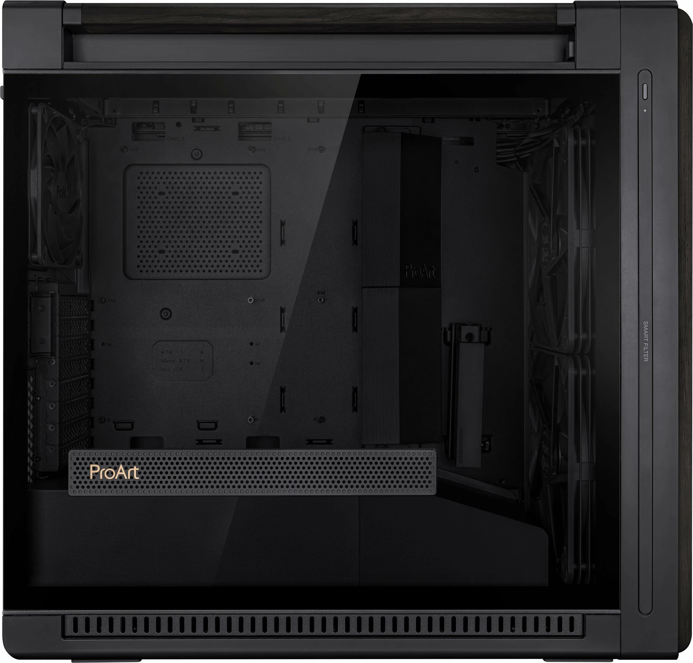 Kasë Asus ProArt PA602 (90DC00J0-B09010) Midi Tower e-ATX/ATX, 420mm radiator, USB-C, pa PSU, e zezë