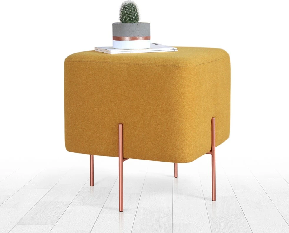 Puf Mustard Atelier del Sofa, këmbë bakri, 40x42x40cm