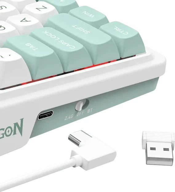 Tastierë mekanike Redragon Galatin Pro K719WG-RGB-PRO 96% RGB tri-mode (USB-C/2.4GHz/Bluetooth) LCD hot-swap 4000mAh Mambo Green, e bardhë/mint