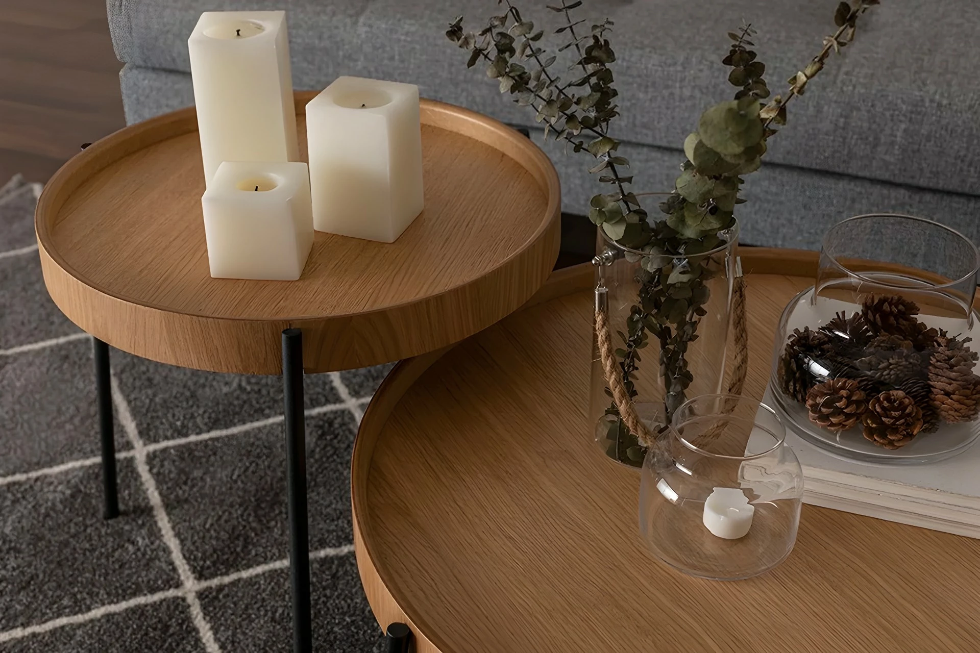 Set tavolinash të vendosshme Hanah Home, Ronda, natyrale (2 copë)