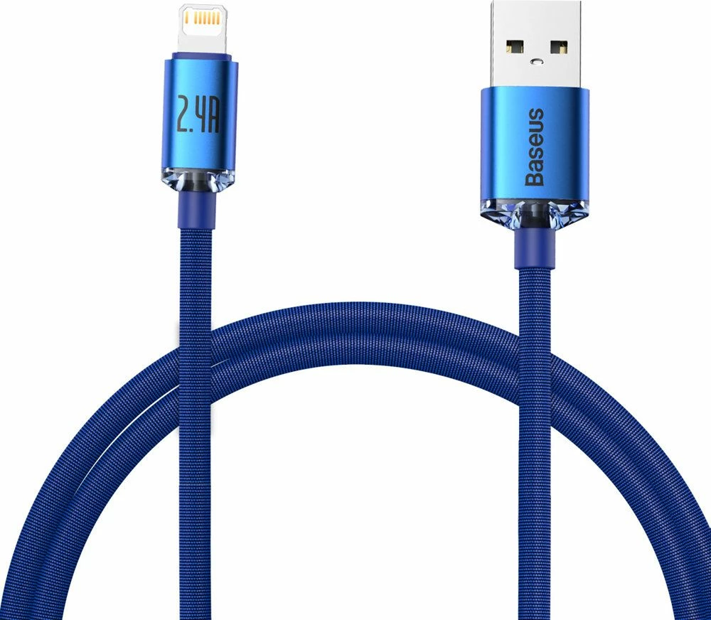 Kabllo USB-A në Lightning Baseus Crystal BSU3027BLU 1.2 m 2.4A, blu