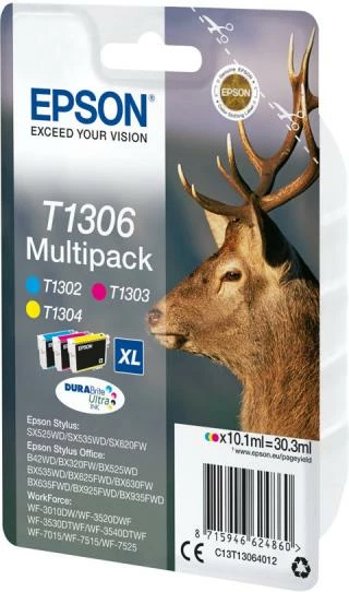 Kartush boje, Epson, T1306 Multipack, XL 3x10.1 ml, cyan magenta yellow, set 3-copësh