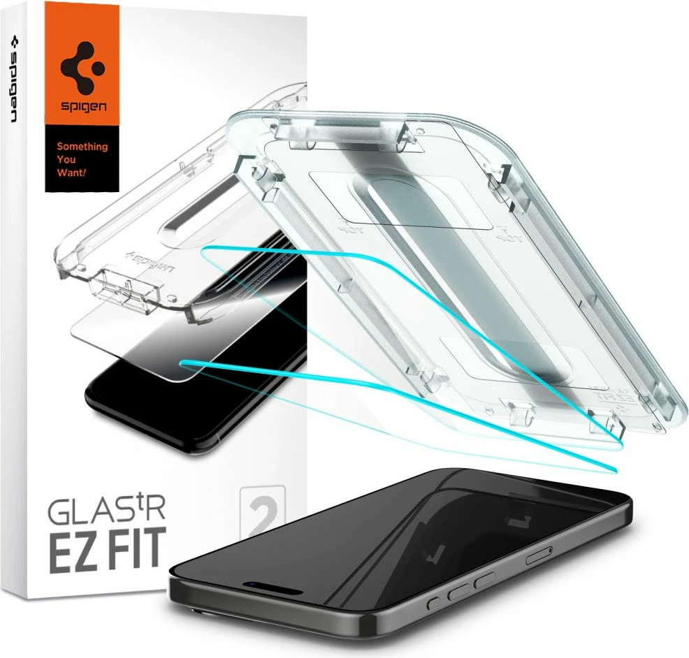 Mbrojtës xhami Spigen Glas.tR EZ Fit për iPhone 15 Pro, 2 copë, transparent