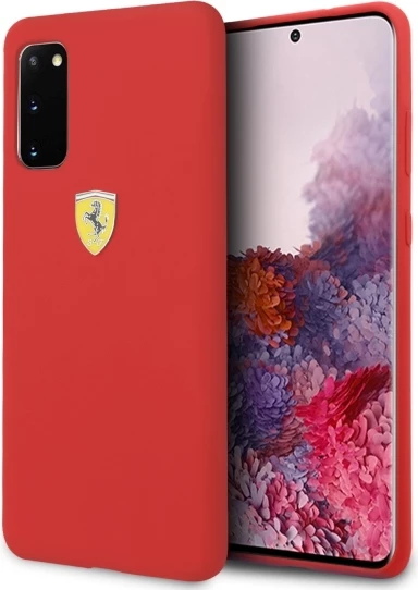 Mbështjellës Ferrari për Samsung Galaxy S20, silikon, Kuq