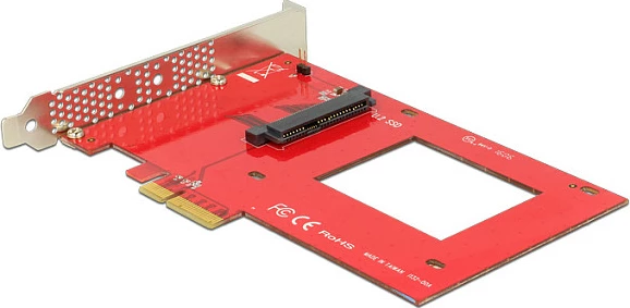 Kartë PCI Express DeLOCK, 1x U.2 NVMe interno për SSD 2.5", e kuqe