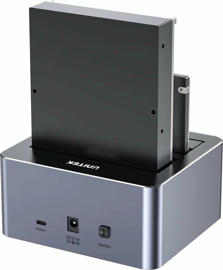 Docking station Unitek Y-3027GY01-EU, 2x SATA 2.5\"/3.5\", USB-C 10Gbps, argjendtë