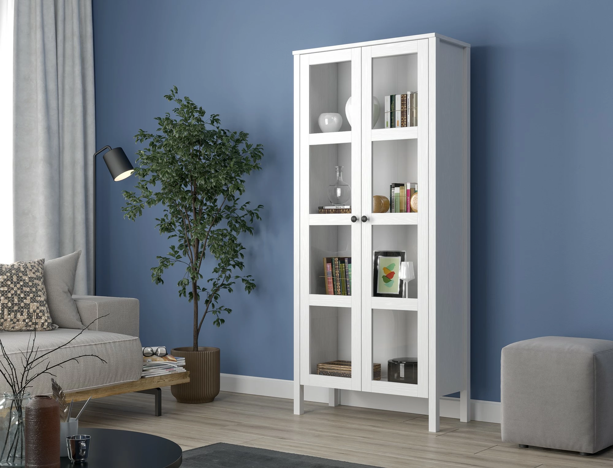 Raft librash Hanah Home, FRN-20032, ngjyrë druri dhe e bardhë, 80x180x35cm