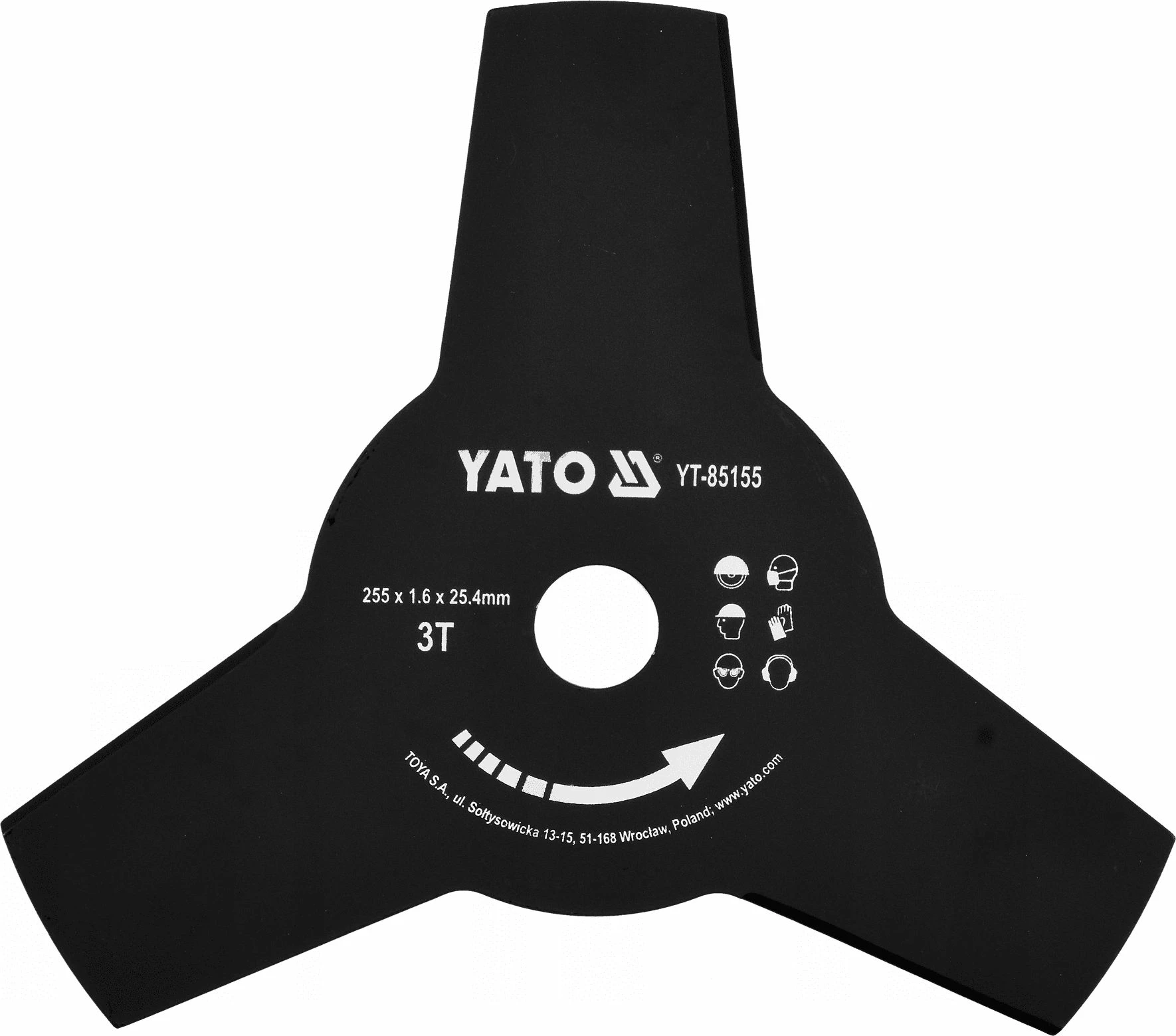 Teh disku për trimmer/brushcutter Yato YT-85155 255 mm 25.4 mm 3T, e zezë