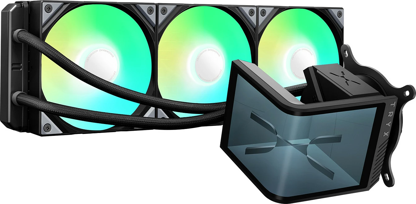 Ftohës uji për CPU TRYX PANORAMA SE ARGB 360, radiator 360mm, ekran 3D AMOLED, ARGB, zi