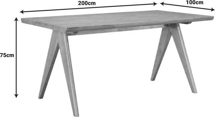 Tavolinë Winslow, druri gome, ngjyrë arre e lehtë, 200x85x75cm