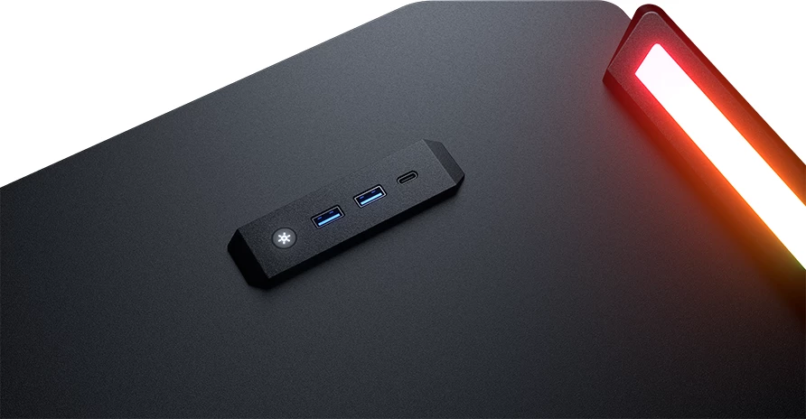 Tavolinë gaming COUGAR DEIMUS 120 RGB me docking station, e zezë