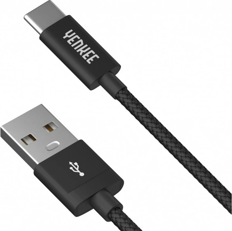 Kabllo YENKEE YCU 301BK, USB A 2.0 në USB Type C, 1m, E zezë