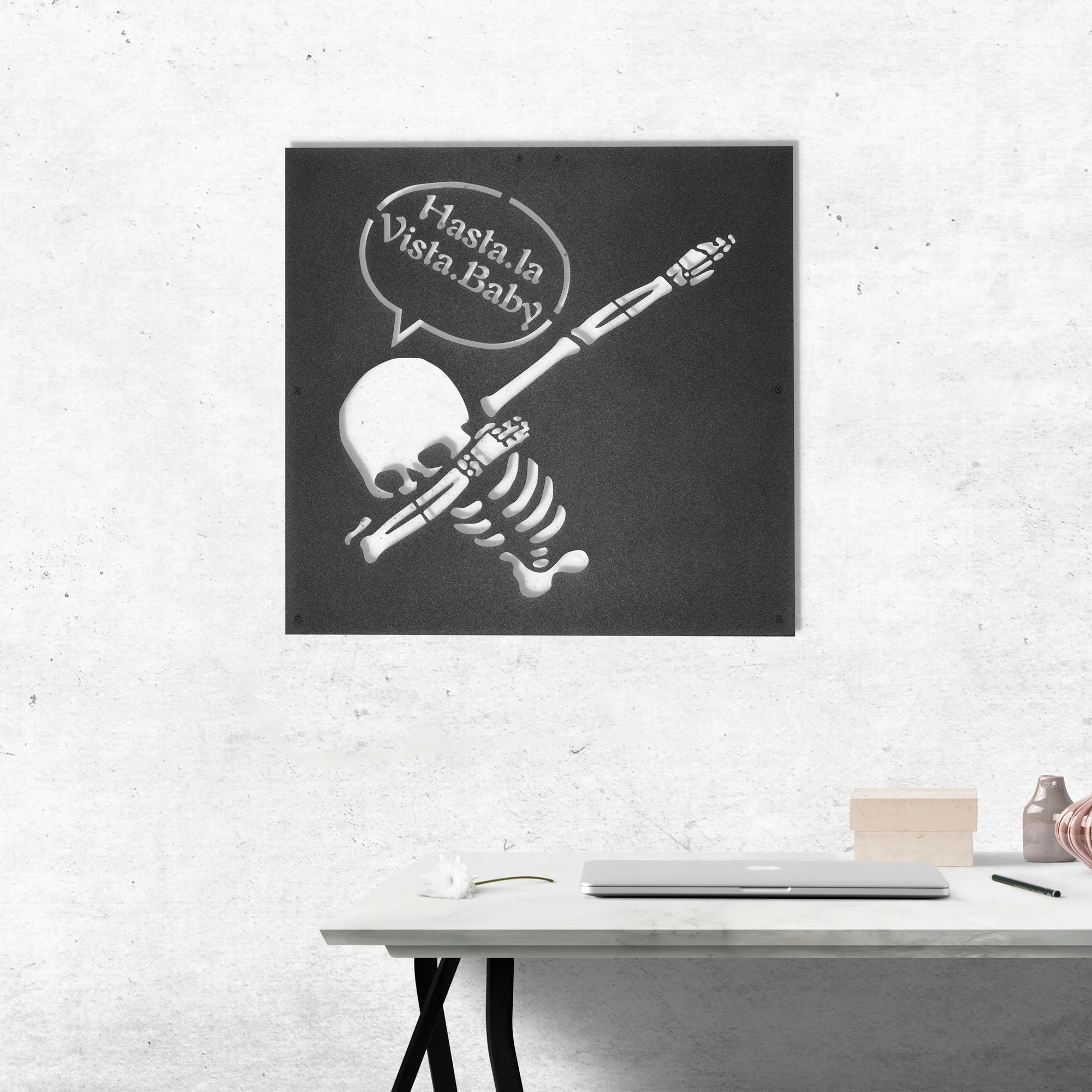 Aksesor dekorativ metalik për mur, skelet, Wallity, 45x45cm