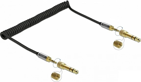 Kabllo audio stereo DeLOCK 85837, 3.5mm M-M, 2 m, spirale, e zezë