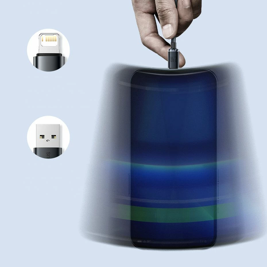 Kabllo USB-A në Lightning Baseus Crystal BSU3027BLU 1.2 m 2.4A, blu