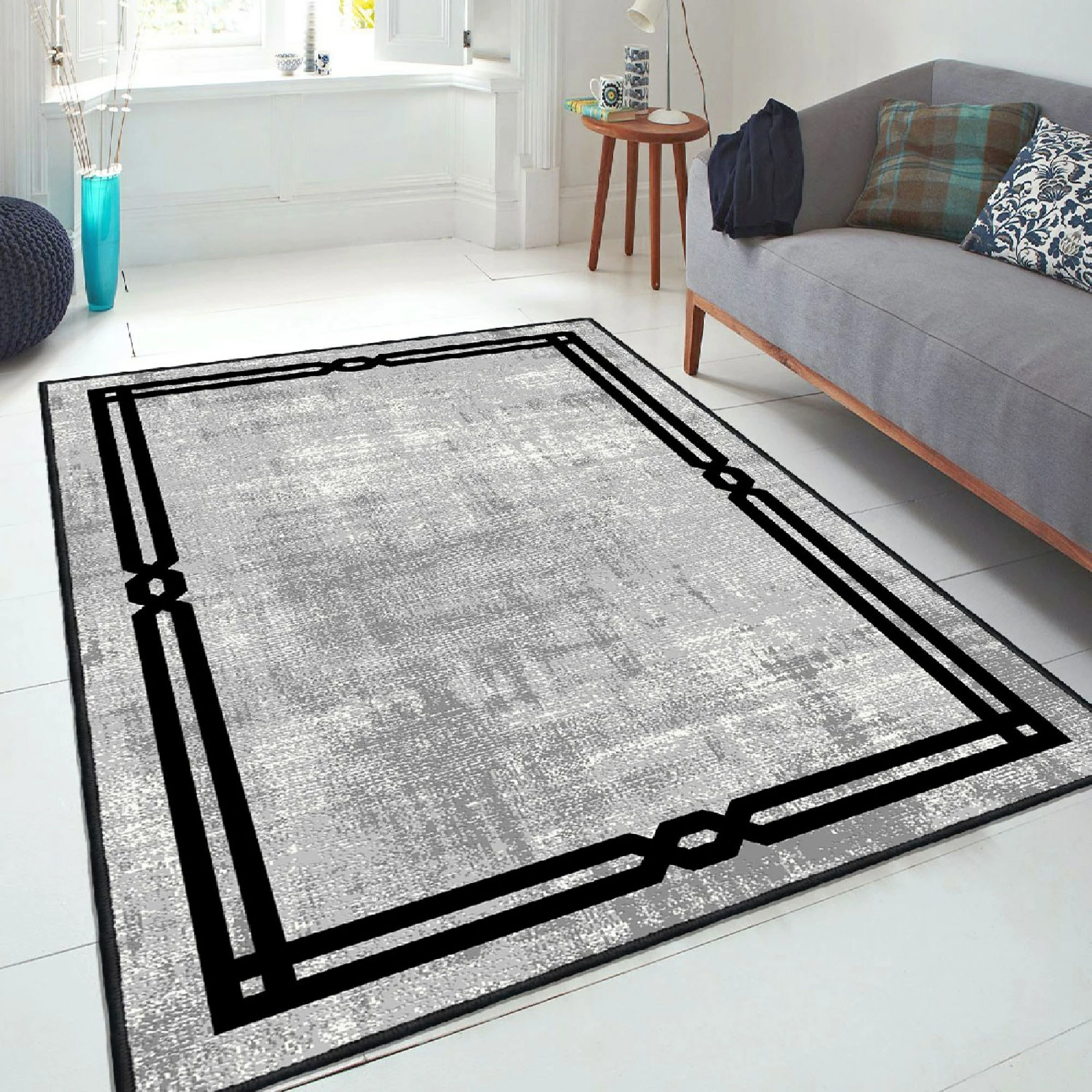 Qilim (80 x 150) Conceptum Hypnose, Eexfab800-Klm, ngjyrë gri dhe e zezë