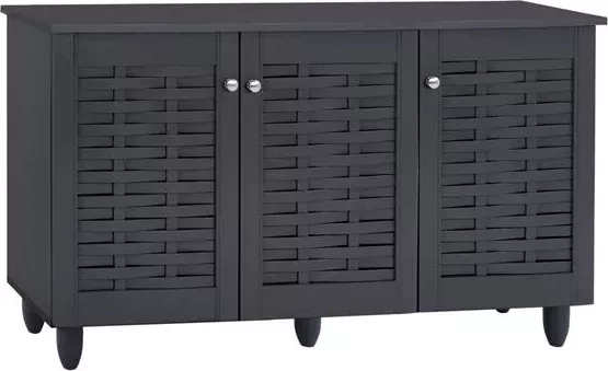 Dollap këpucësh druri, 3 dyer, FH2211.10, gri, 114x34x68 cm