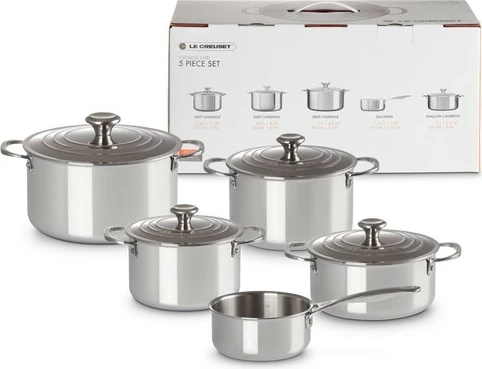 Set tenxheresh Le Creuset 3-Ply Plus, 5 pjesë, argjend