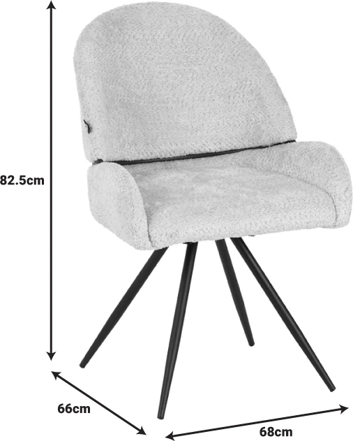 Karrige rrotulluese Morea, ngjyrë bezhë, këmbë metalike të zeza, 68x66x82.5cm