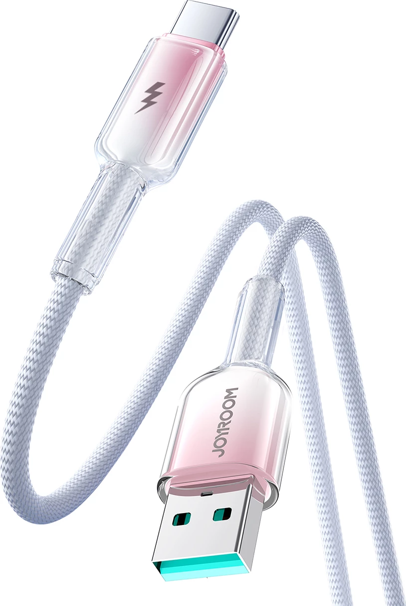 Kabllo Joyroom S-A42 Crystal-Clear Series, USB-A në USB-C, 1.2m, 3A, Bardhë