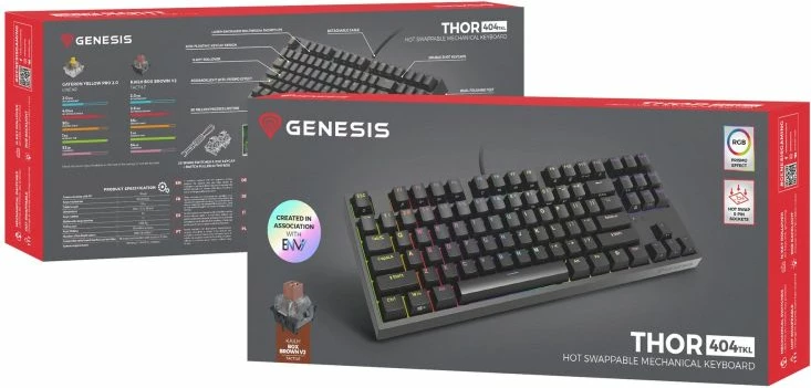 Tastierë gaming Genesis Thor 404 TKL, mekanike, e zezë