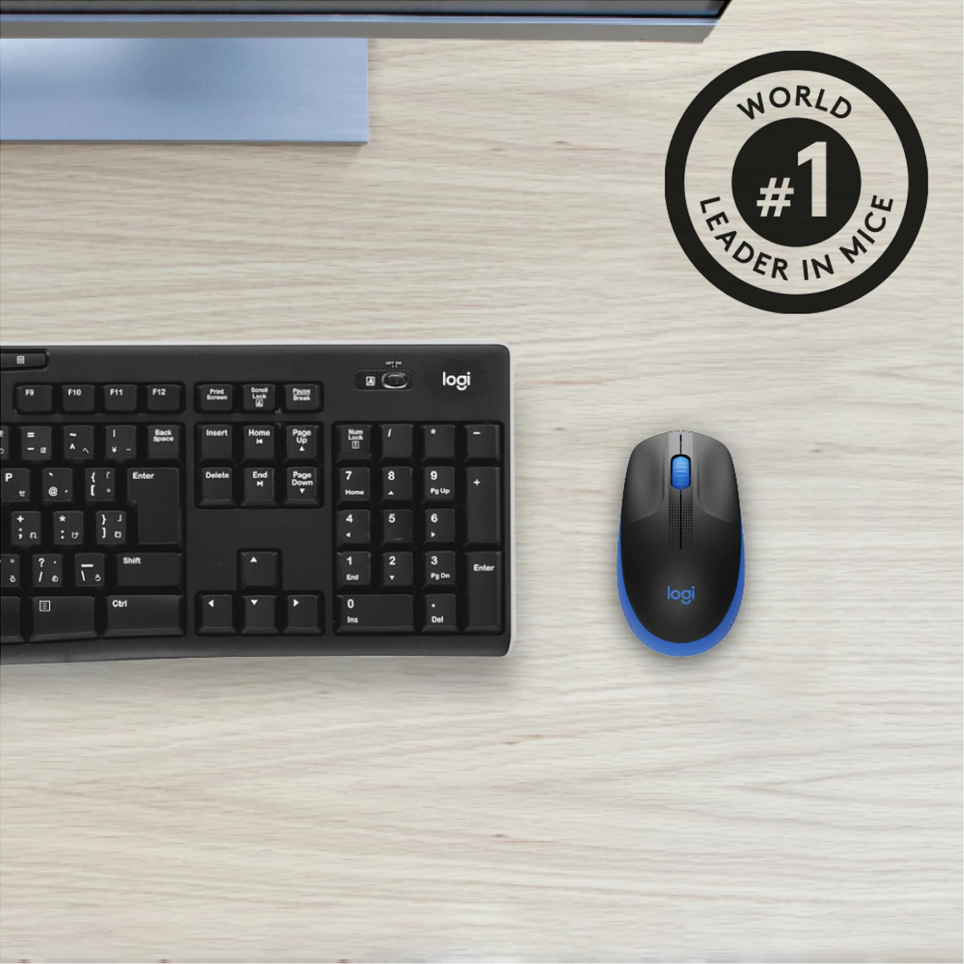 Maus Logitech M190 Full-size wireless, Ambidextrous, Optical, RF Wireless, 1000 DPI, Black, Blue