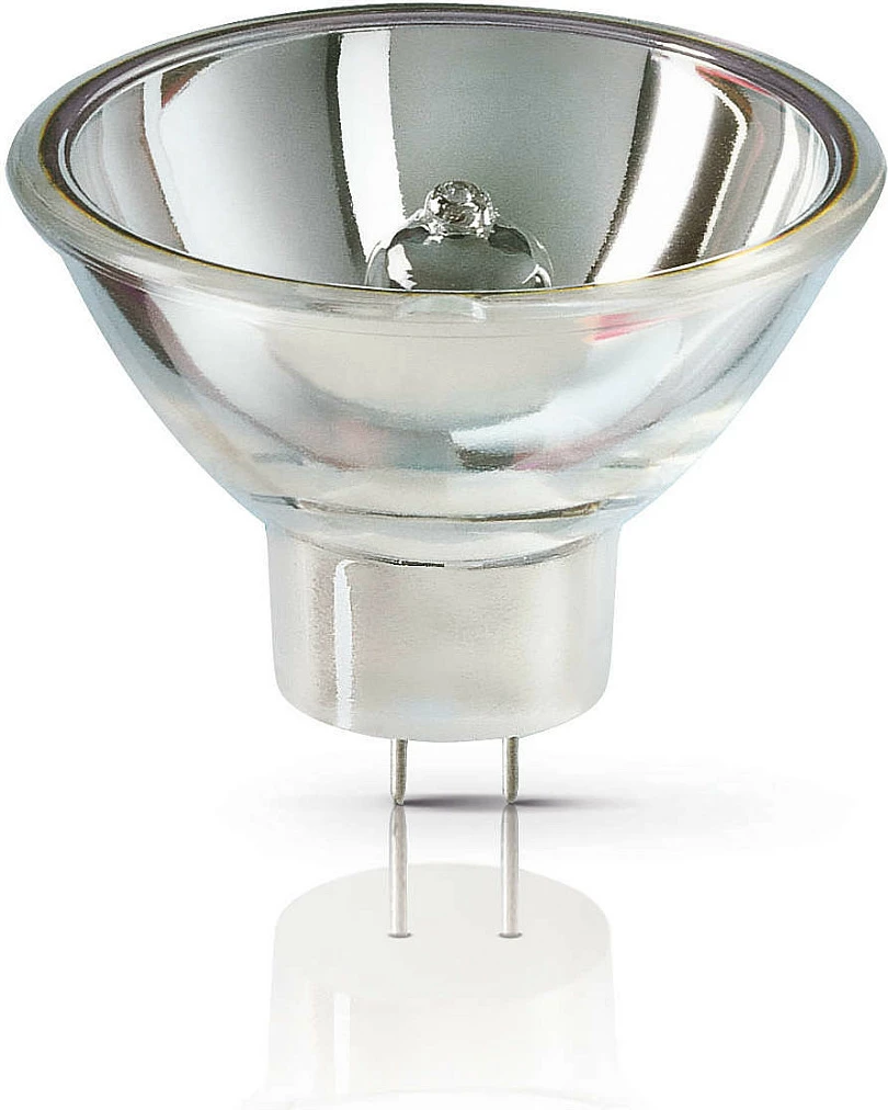 Llambë halogjene kuarci Philips 6423, 150W, 15V, GZ6.35, reflektor, për fibre optike, e argjendtë