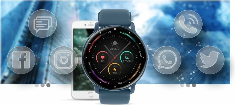 Smartwatch Gravity unisex, zi/kaltër