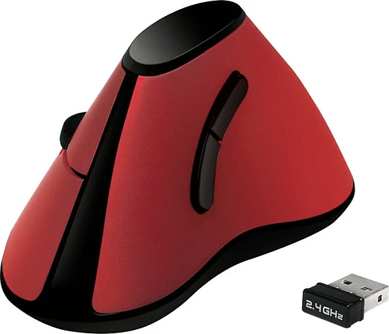 Maus vertikal wireless LogiLink 2.4 GHz, ergonomik, i kuq