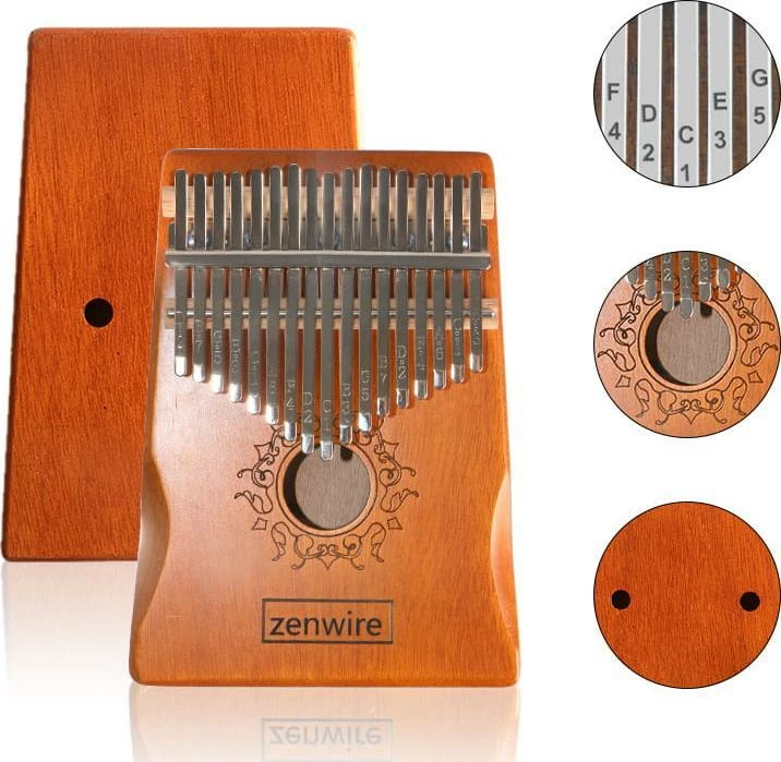 Kalimba Zenwire K-01 17 taste dru mahagoni me set aksesorësh, kafe