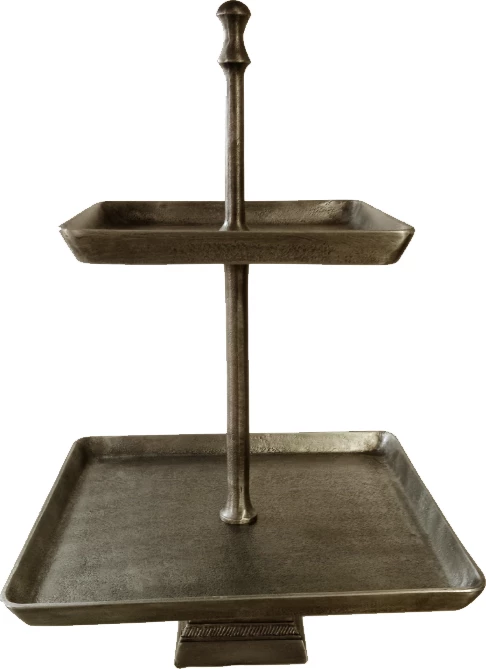 Stendë dy-katëshe, alumin, ngjyrë ari antik, 36x36x55cm