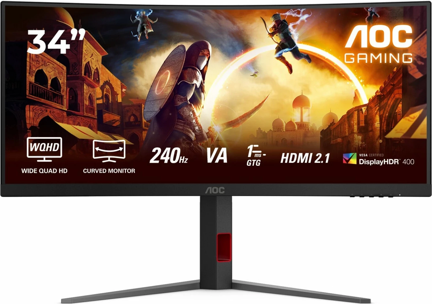 Monitor AOC CU34G4Z 34 inç, Fast VA, UWQHD, 240Hz, 0.3ms, e zi