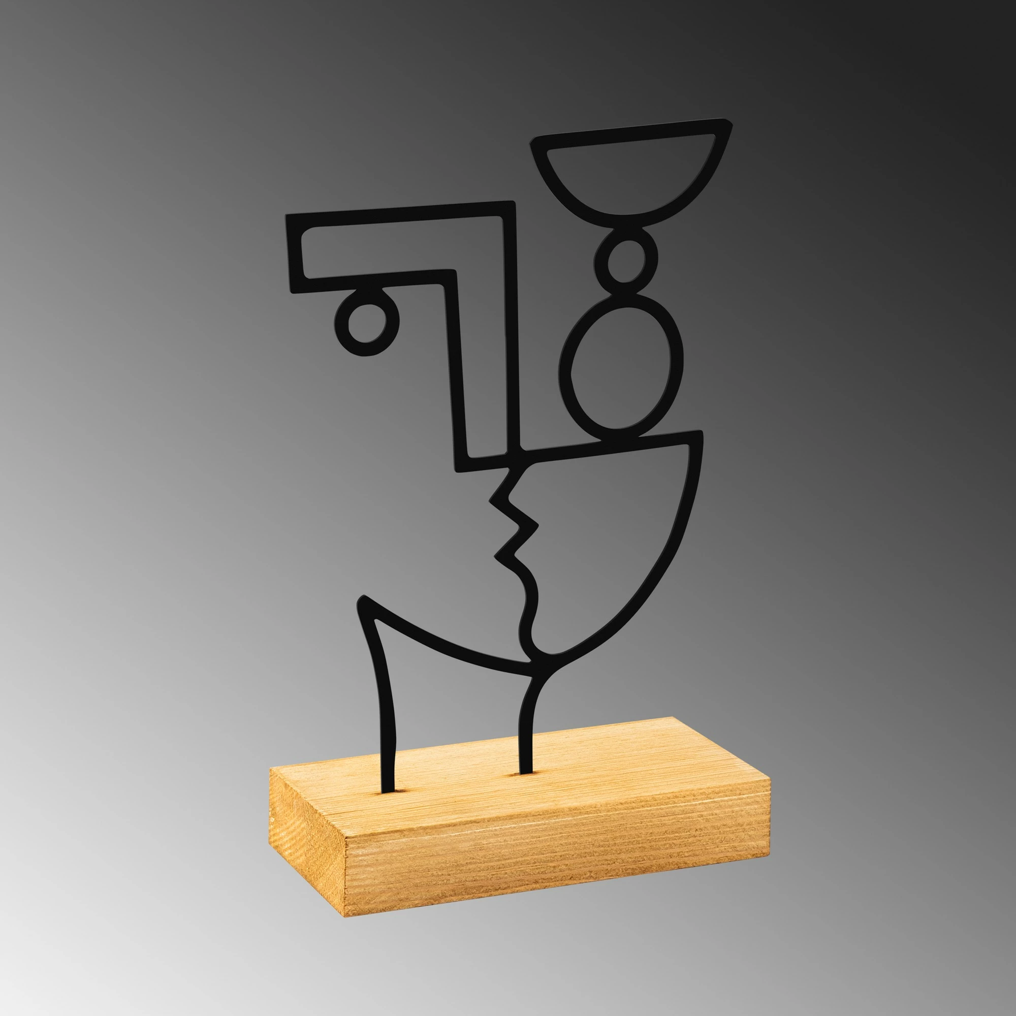 Objekt dekorativ Aberto Design, Cubik, ngjyrë e zezë dhe druri