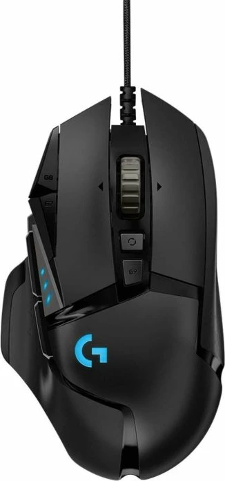 Maus gaming Logitech G502 HERO 910-005471, 25,600 DPI, 11 butona, RGB LIGHTSYNC, me kabllo, me pesha të rregullueshme, i zi