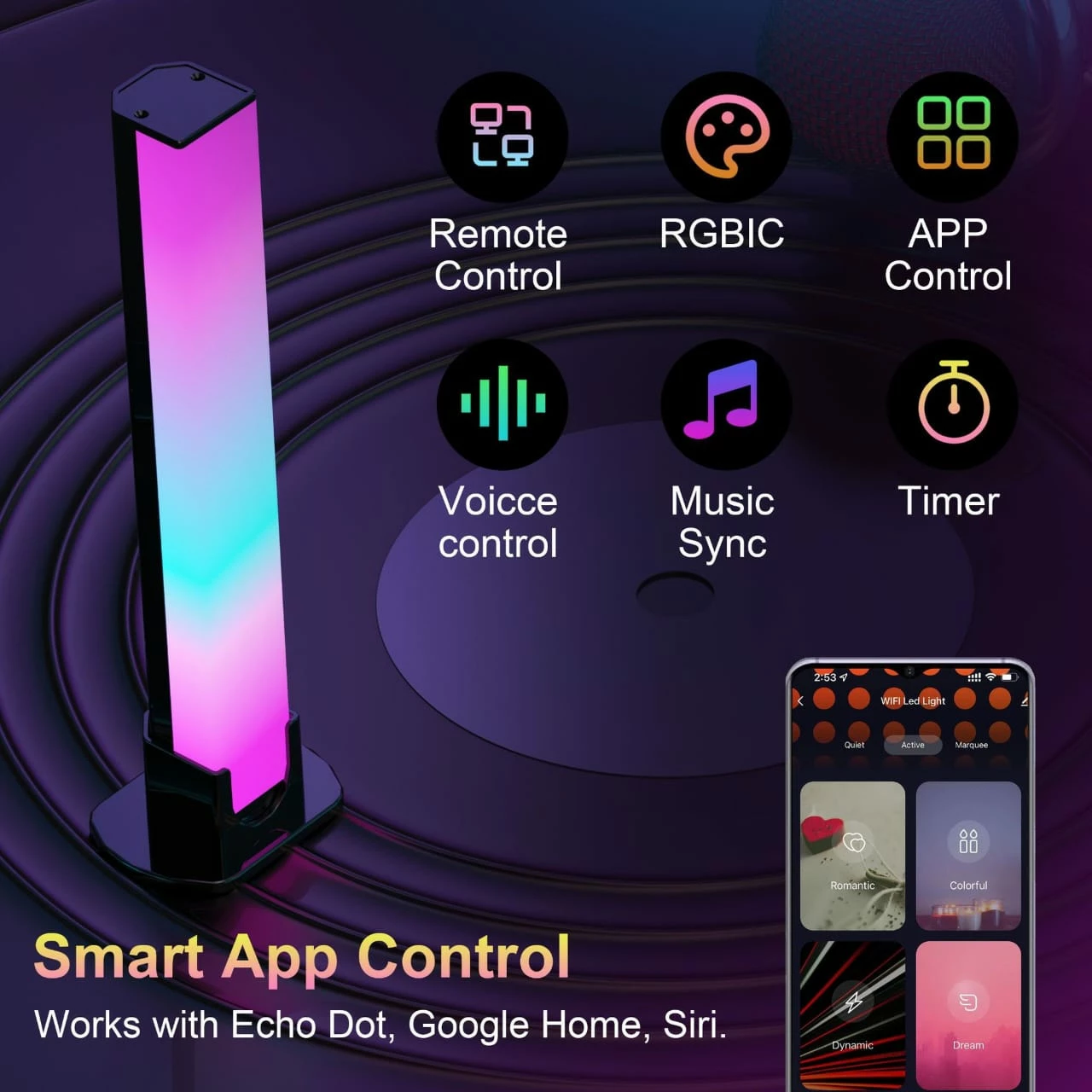 Llambë për tavolinë TRIBE, RGB, 7.5x30 cm