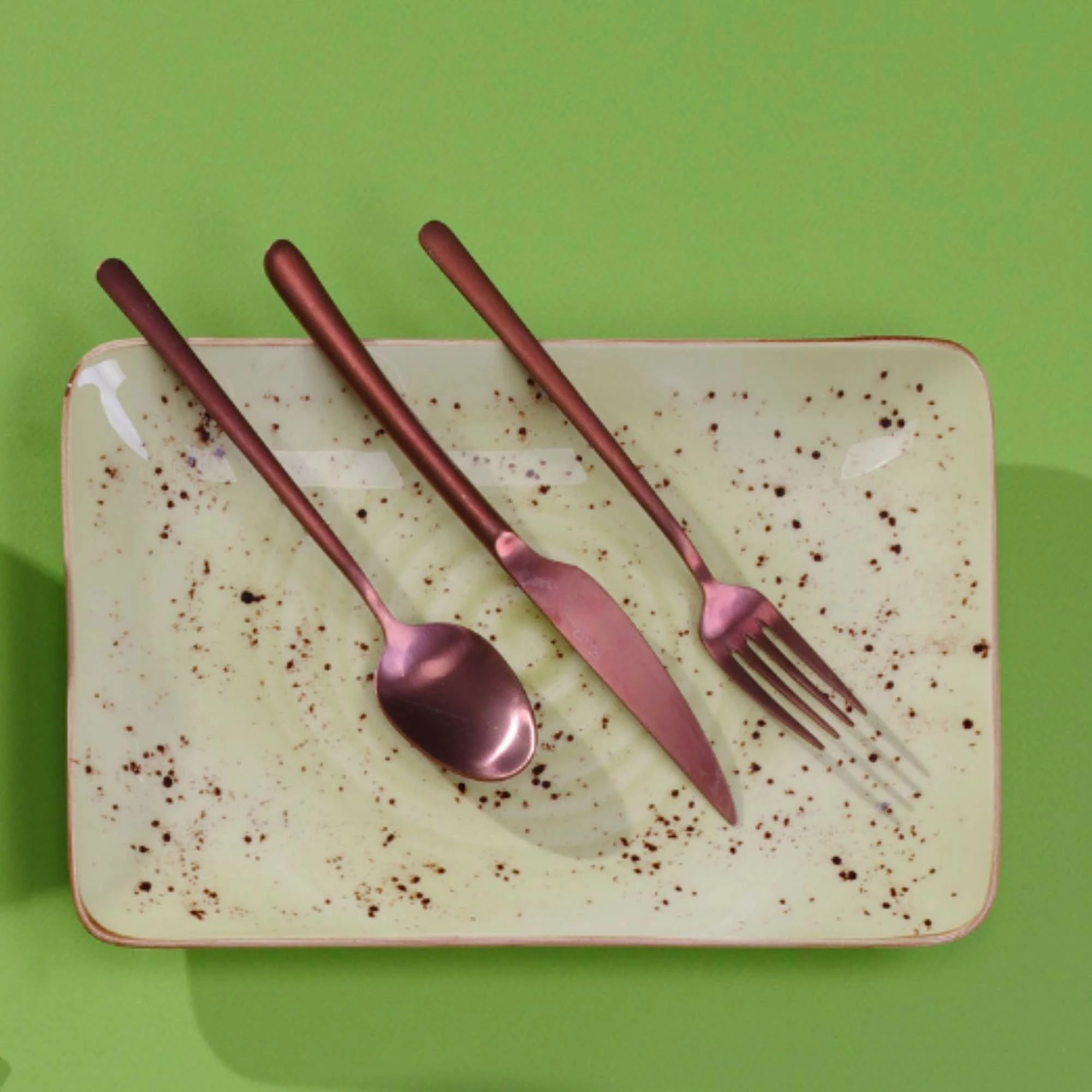 Pjatë drejtkëndore Fine Dine 300x200 mm porcelan, jeshile ulliri, set 6 copë