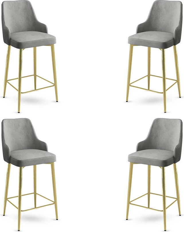 Set karrigesh për bar, Hanah Home, Enox, gri, ari (4 copë)