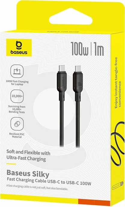 Kablë USB-C në USB-C Baseus Silky Series 100W 1 m, e zezë