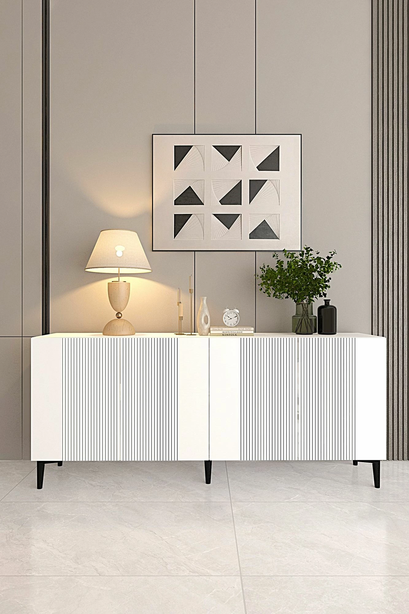 Konsolë moderne, ngjyrë e bardhë, Skye Decor Corsa 150