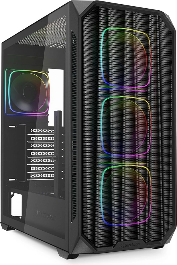 Kasë Sharkoon AK5M RGB, Midi Tower, xham i temperuar, RGB, e zezë