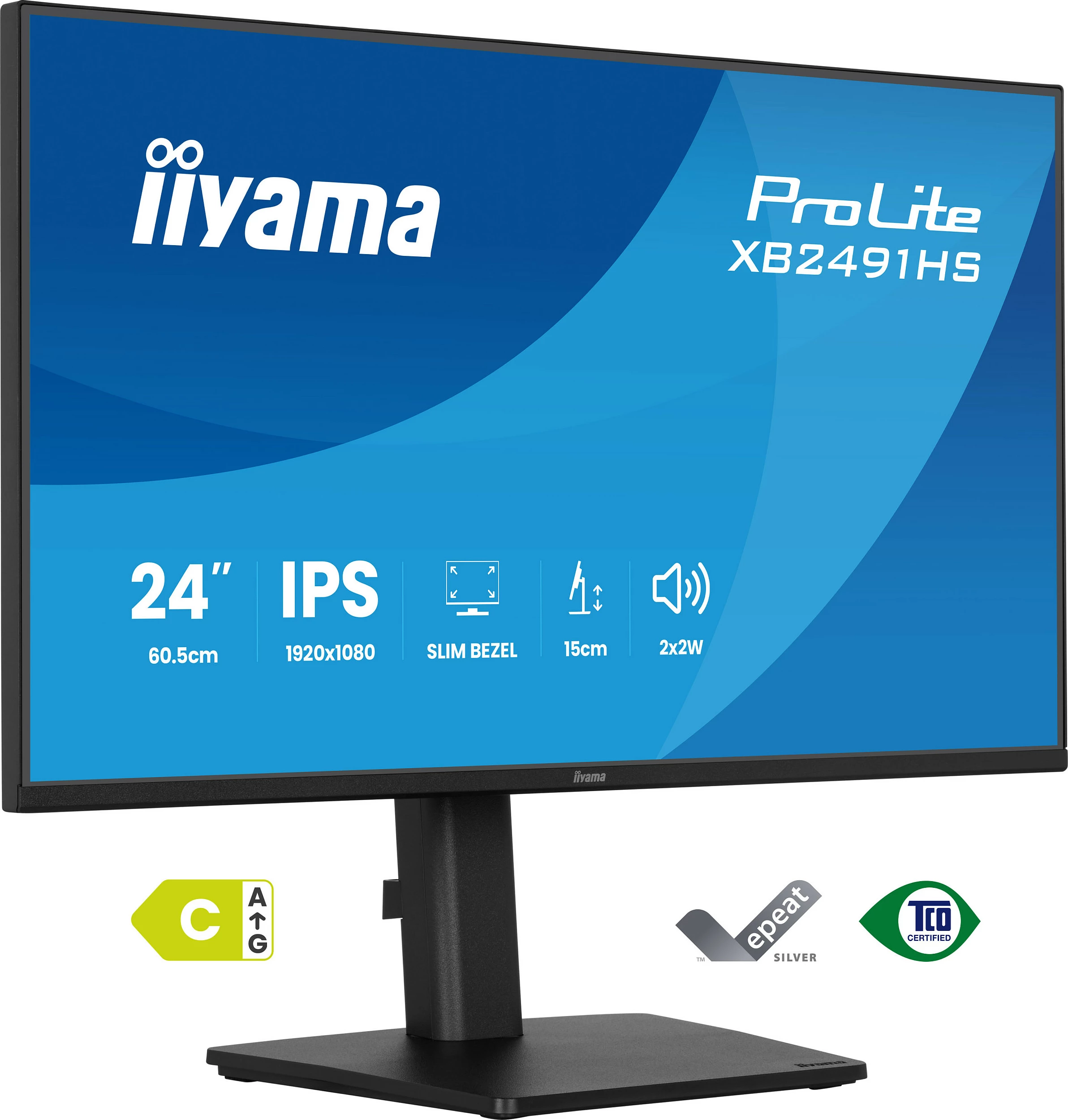Monitor iiyama ProLite XB2491HS-B1, 24" IPS, Full HD 1920x1080, FreeSync, altoparlantë, i zi