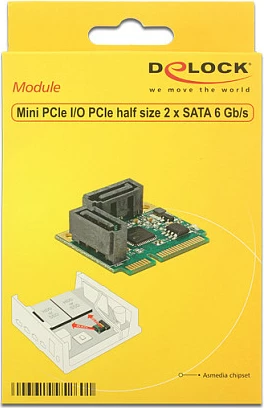 Kartelë zgjerimi SATA DeLOCK 95260, Mini PCIe, Asmedia ASM1061, 2x SATA 6Gb/s, low-profile