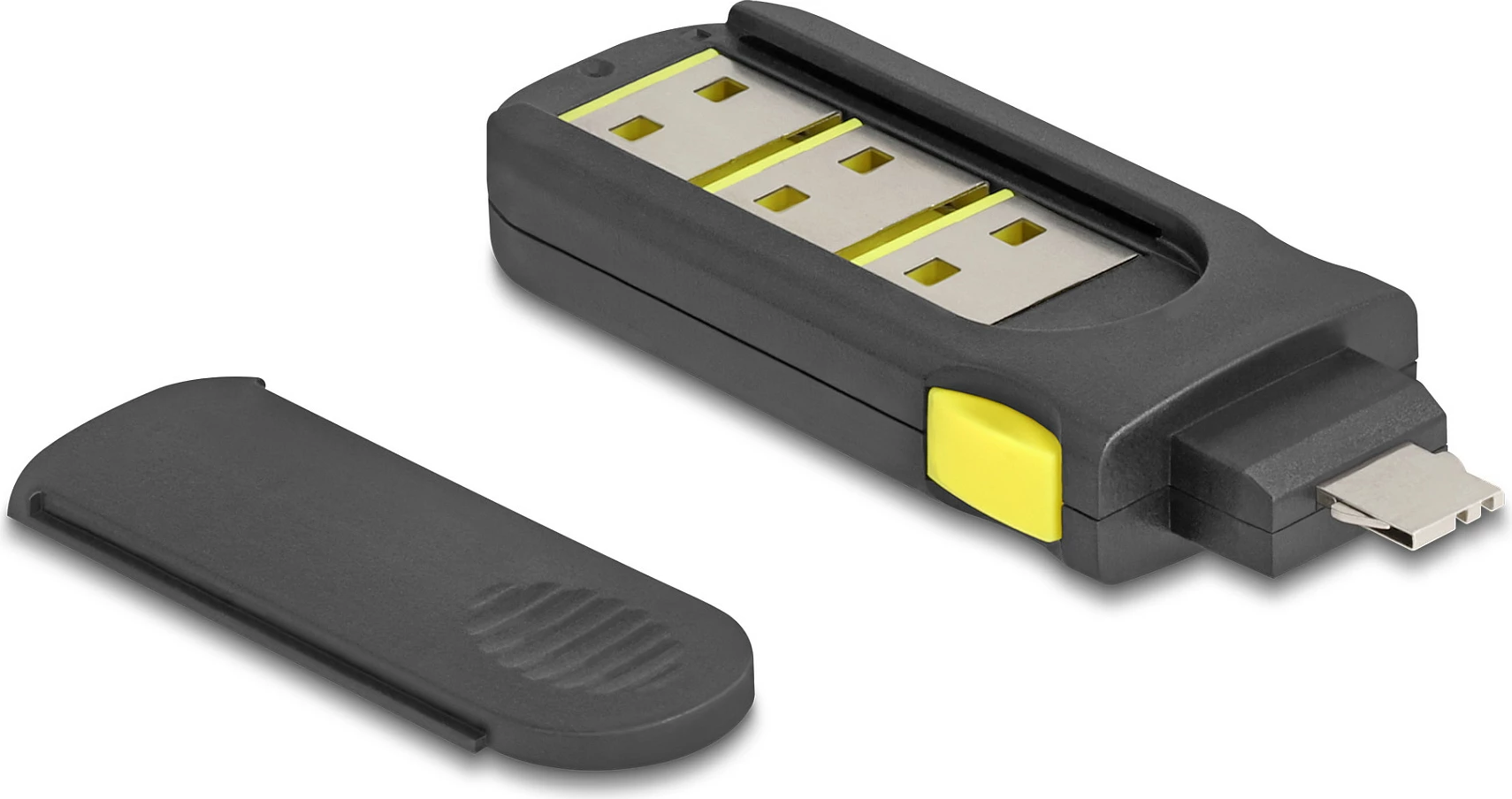Set bllokues portash USB DeLOCK për USB Type-A, 4 copë + çelës, zi/verdhe