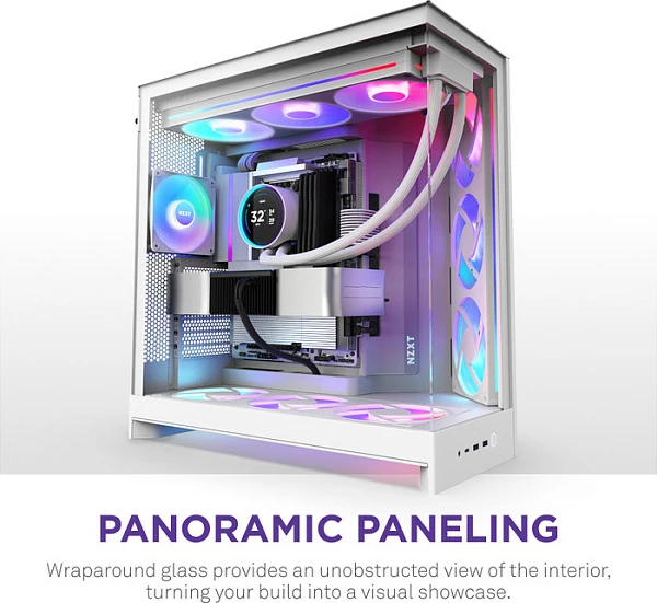 Kasë NZXT H9 Flow RGB, Midi Tower, ATX/E-ATX/micro ATX/Mini-ITX, xham i temperuar, e bardhë
