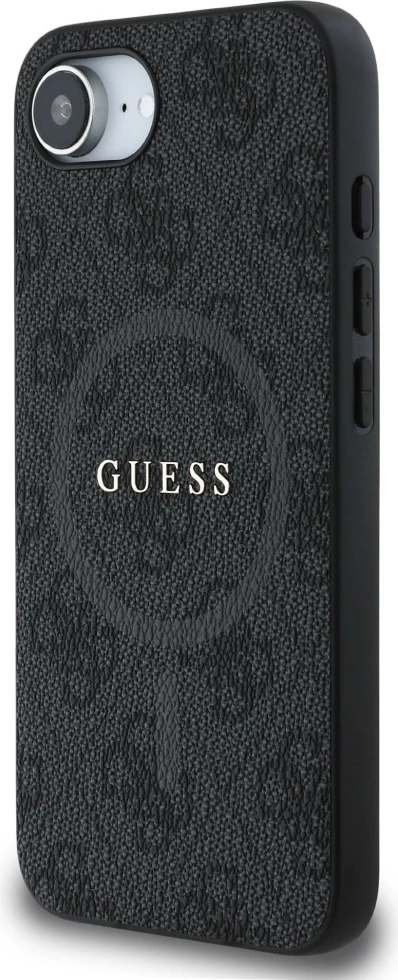 Mbështjellës Guess PU Leather 4G Colored Ring me MagSafe për iPhone 16e 6.1", i zi