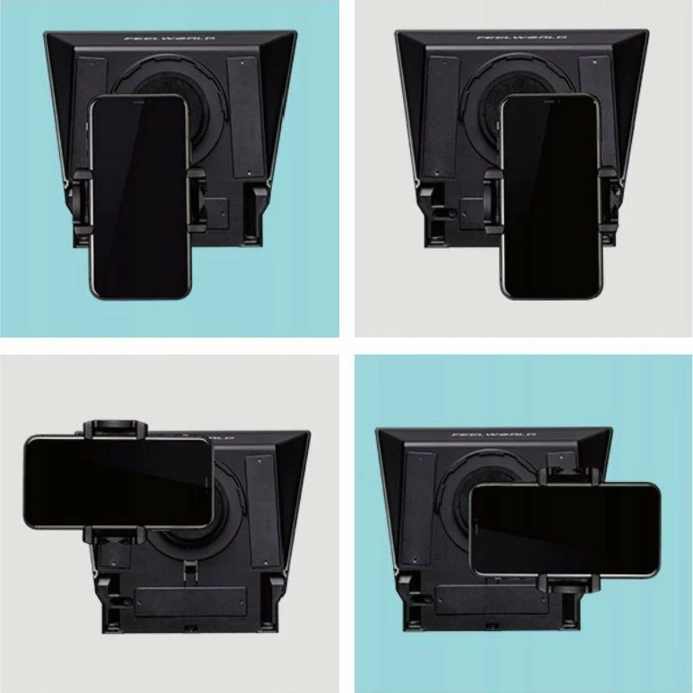 Teleprompter Feelworld TP2A 8\" me telekomandë Bluetooth, set adaptorë lente 8 copë, i zi