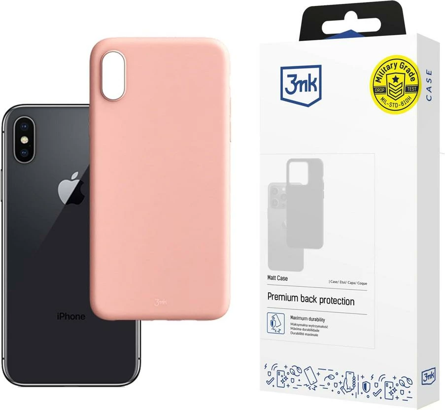 Mbështjellës 3mk Matt Case për Apple iPhone Xs Max, 1.2 mm, mat, rozë Lychee