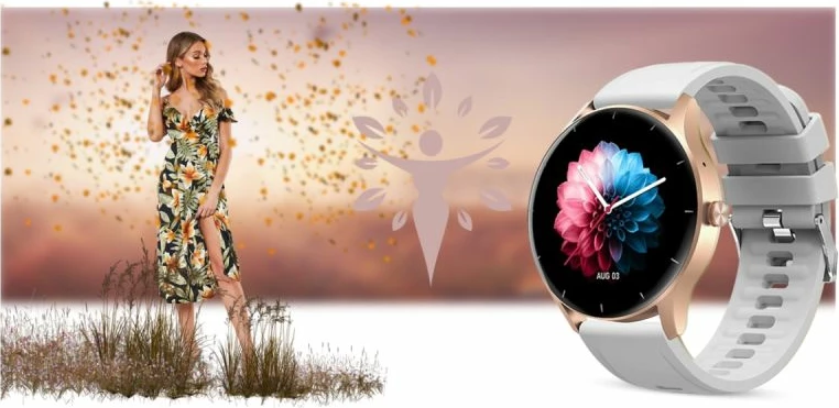 Smartwatch Gravity për femra, rose gold-white