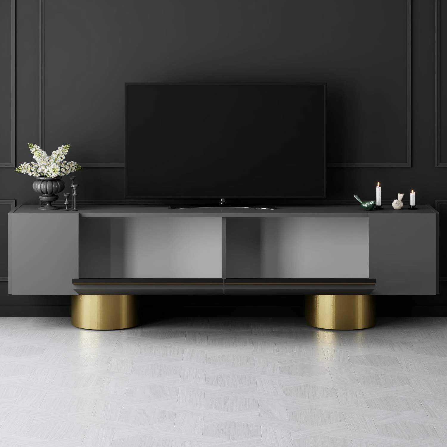 Komodë TV Hanah Home, bohem, antracit, ari