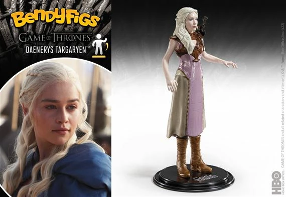 Figurinë koleksionuese NOBLE COLLECTION Bendyfigs Game of Thrones Daenerys Targaryen 18 cm, me dragua (aksesor)